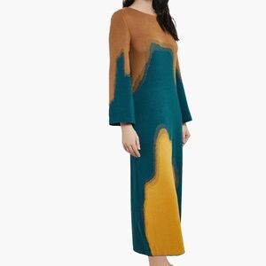 Misook Abstract Jacquard Knit Maxi Dress